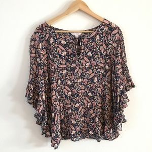 Lauren Conrad Floral Flounce Top